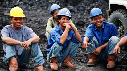 Miners in East Kalimantan, Indonesia