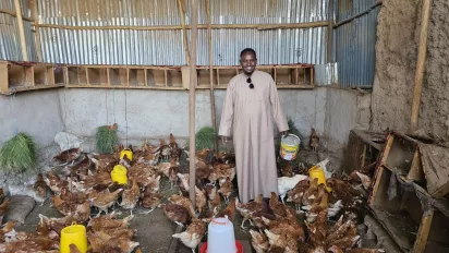 A poultry farm owner in Ethiopia