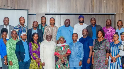 Members of the Ondo State technical working group on social protection stand for a group photo