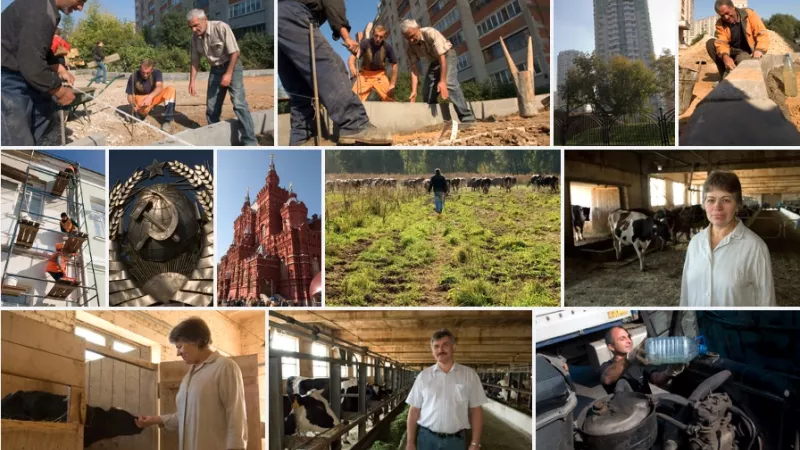 Mosaic of pictures from the world of work in the Russian Federation